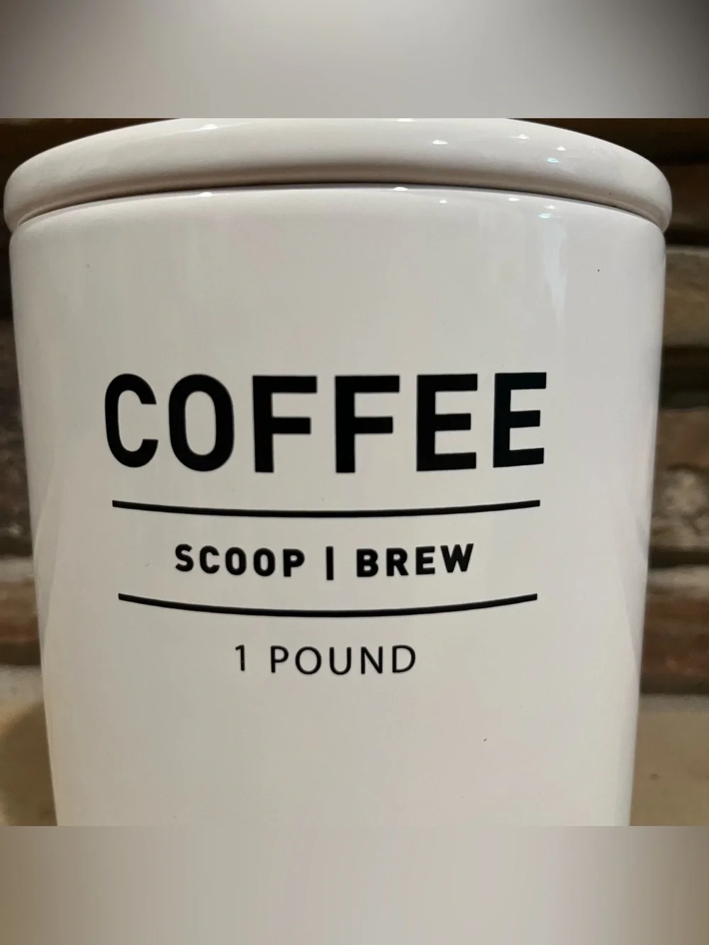 West Elm White Ceramic Coffee Canister with Black Coffee Label